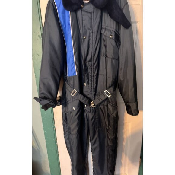 Vintage Walls Blizzard-Pruf Insulated Coveralls Large Tall  Faux Fur Collar Hood - Picture 3 of 16